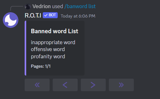 Banword List Command