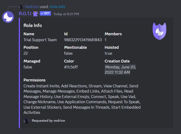 Role Info Command